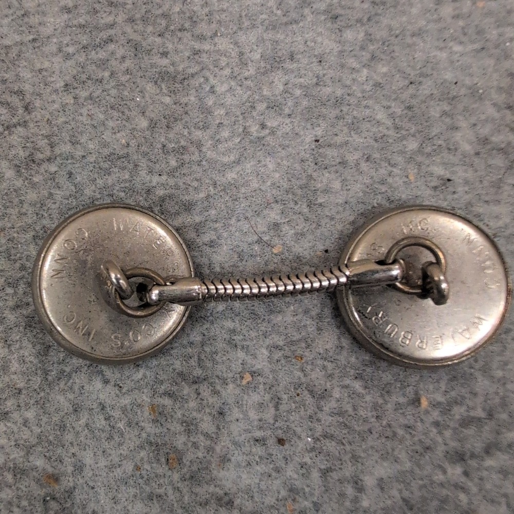 Vintage Waterbury Co. Inc Conn Silver Tone Ribbed Circular Collar Bar/Chain Link - Picture 2 of 5